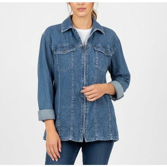 Vtg Jordache Denim Jacket | 80s Zip Front Trucker | Medium Wash - Picture 2 of 10